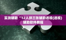 实测辅助“12人拼三张辅助透视(透视)辅助软件教程