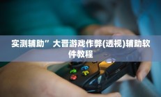 实测辅助”大晋游戏作弊(透视)辅助软件教程