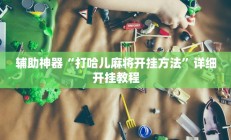 辅助神器“打哈儿麻将开挂方法”详细开挂教程