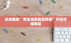 实测辅助”黄金海岸助赢神器”开挂详细教程