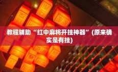 教程辅助“红中麻将开挂神器”(原来确实是有挂)