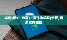 实测辅助”随身13道开挂教程(透视)辅助软件教程