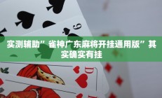 实测辅助”雀神广东麻将开挂通用版”其实确实有挂