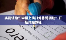 实测辅助”中至上饶打炸作弊辅助”开挂详细教程