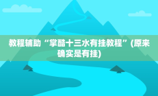 教程辅助“掌酷十三水有挂教程”(原来确实是有挂)