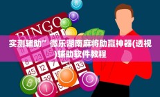 实测辅助”微乐湖南麻将助赢神器(透视)辅助软件教程