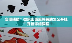 实测辅助”微乐山西麻将辅助怎么开挂”开挂详细教程