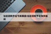 社区团购平台亏损原因:社区团购平台如何盈利
