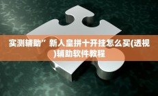 实测辅助”新人皇拼十开挂怎么买(透视)辅助软件教程