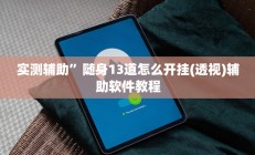 实测辅助”随身13道怎么开挂(透视)辅助软件教程