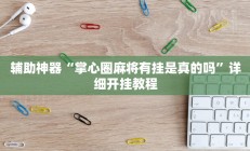 辅助神器“掌心圈麻将有挂是真的吗”详细开挂教程