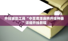 开挂辅助工具“中至鹰潭麻将开挂神器”详细开挂教程