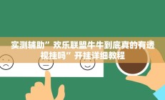 实测辅助”欢乐联盟牛牛到底真的有透视挂吗”开挂详细教程