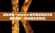 实测辅助”罗松十三张挂怎么安装”开挂详细教程