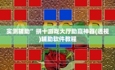 辅助神器“川麻圈确实有辅助挂(透视)辅助软件教程