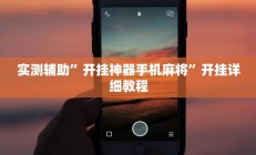 实测辅助”开挂神器手机麻将”开挂详细教程