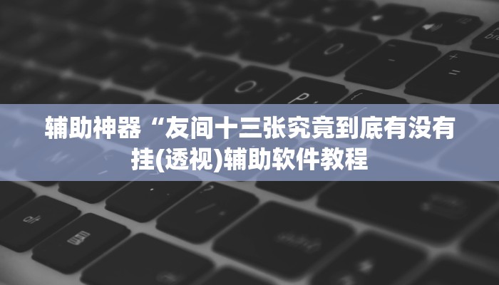 辅助神器“友间十三张究竟到底有没有挂(透视)辅助软件教程